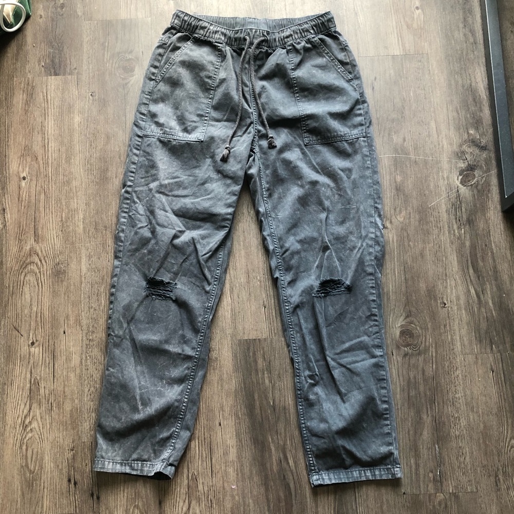 aerie distressed drawstring jeans